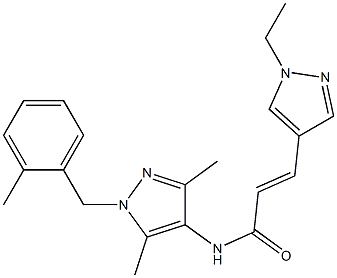 N-[3,5-dimethyl-1-(2-methylbenzyl)-1H-pyrazol-4-yl]-3-(1-ethyl-1H-pyrazol-4-yl)acrylamide 化学構造式