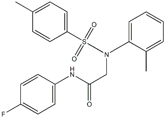 N-(4-fluorophenyl)-2-{2-methyl[(4-methylphenyl)sulfonyl]anilino}acetamide 化学構造式