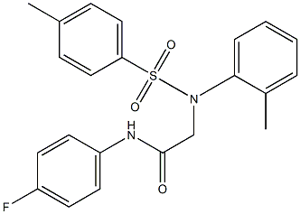 N-(4-fluorophenyl)-2-{2-methyl[(4-methylphenyl)sulfonyl]anilino}acetamide,,结构式