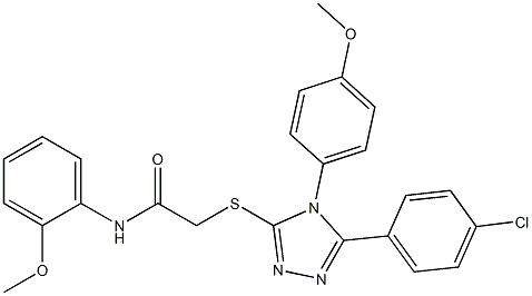 2-{[5-(4-chlorophenyl)-4-(4-methoxyphenyl)-4H-1,2,4-triazol-3-yl]sulfanyl}-N-(2-methoxyphenyl)acetamide,,结构式