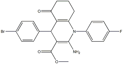 methyl 2-amino-4-(4-bromophenyl)-1-(4-fluorophenyl)-5-oxo-1,4,5,6,7,8-hexahydro-3-quinolinecarboxylate Struktur