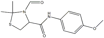 3-formyl-N-(4-methoxyphenyl)-2,2-dimethyl-1,3-thiazolidine-4-carboxamide 化学構造式