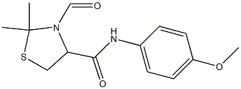 3-formyl-N-(4-methoxyphenyl)-2,2-dimethyl-1,3-thiazolidine-4-carboxamide,,结构式