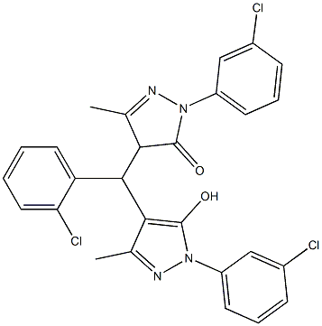  2-(3-chlorophenyl)-4-{(2-chlorophenyl)[1-(3-chlorophenyl)-5-hydroxy-3-methyl-1H-pyrazol-4-yl]methyl}-5-methyl-2,4-dihydro-3H-pyrazol-3-one