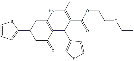 2-ethoxyethyl 2-methyl-5-oxo-7-(2-thienyl)-4-(3-thienyl)-1,4,5,6,7,8-hexahydro-3-quinolinecarboxylate 化学構造式