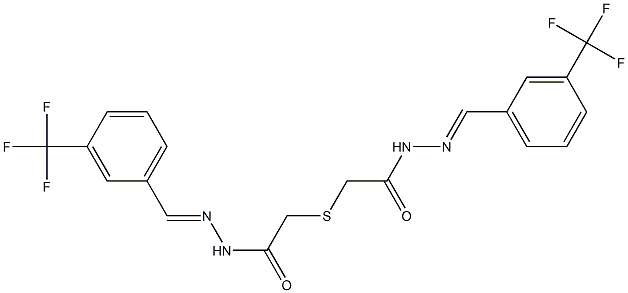 2-[(2-oxo-2-{2-[3-(trifluoromethyl)benzylidene]hydrazino}ethyl)sulfanyl]-N'-[3-(trifluoromethyl)benzylidene]acetohydrazide Struktur