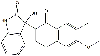 3-hydroxy-3-(6-methoxy-7-methyl-1-oxo-1,2,3,4-tetrahydro-2-naphthalenyl)-1,3-dihydro-2H-indol-2-one Struktur
