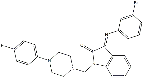 3-[(3-bromophenyl)imino]-1-{[4-(4-fluorophenyl)-1-piperazinyl]methyl}-1,3-dihydro-2H-indol-2-one Structure