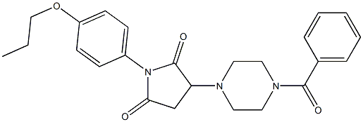 3-(4-benzoyl-1-piperazinyl)-1-(4-propoxyphenyl)-2,5-pyrrolidinedione 化学構造式