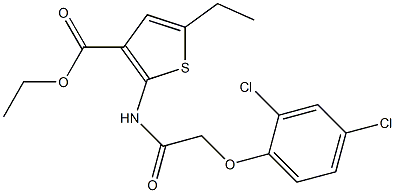 ethyl 2-{[(2,4-dichlorophenoxy)acetyl]amino}-5-ethyl-3-thiophenecarboxylate Structure