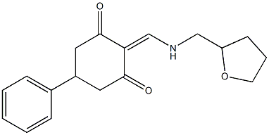 5-phenyl-2-{[(tetrahydro-2-furanylmethyl)amino]methylene}-1,3-cyclohexanedione Struktur