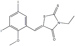 5-(3,5-diiodo-2-methoxybenzylidene)-3-ethyl-2-thioxo-1,3-thiazolidin-4-one Struktur