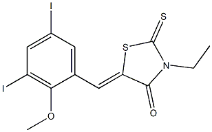 5-(3,5-diiodo-2-methoxybenzylidene)-3-ethyl-2-thioxo-1,3-thiazolidin-4-one 结构式