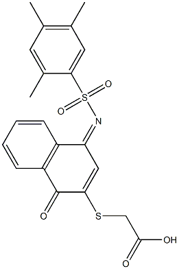 [(1-oxo-4-{[(2,4,5-trimethylphenyl)sulfonyl]imino}-1,4-dihydro-2-naphthalenyl)sulfanyl]acetic acid Struktur