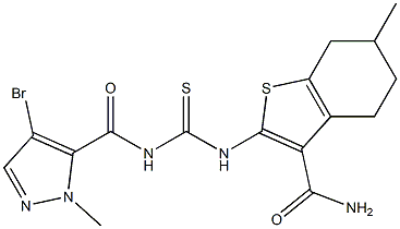 2-[({[(4-bromo-1-methyl-1H-pyrazol-5-yl)carbonyl]amino}carbothioyl)amino]-6-methyl-4,5,6,7-tetrahydro-1-benzothiophene-3-carboxamide|