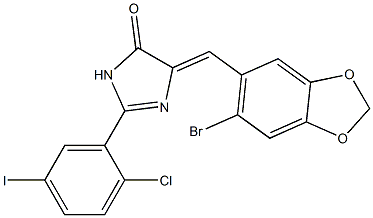 5-[(6-bromo-1,3-benzodioxol-5-yl)methylene]-2-(2-chloro-5-iodophenyl)-3,5-dihydro-4H-imidazol-4-one