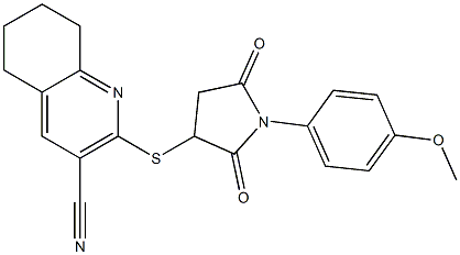  2-{[1-(4-methoxyphenyl)-2,5-dioxo-3-pyrrolidinyl]sulfanyl}-5,6,7,8-tetrahydro-3-quinolinecarbonitrile