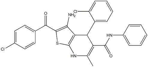 3-amino-2-(4-chlorobenzoyl)-4-(2-chlorophenyl)-6-methyl-N-phenyl-4,7-dihydrothieno[2,3-b]pyridine-5-carboxamide Structure