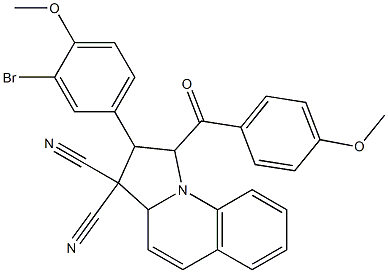 2-(3-bromo-4-methoxyphenyl)-1-(4-methoxybenzoyl)-1,2-dihydropyrrolo[1,2-a]quinoline-3,3(3aH)-dicarbonitrile,,结构式