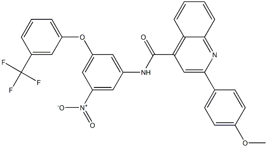 N-{3-nitro-5-[3-(trifluoromethyl)phenoxy]phenyl}-2-(4-methoxyphenyl)-4-quinolinecarboxamide 化学構造式