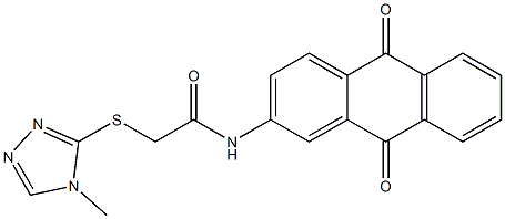 N-(9,10-dioxo-9,10-dihydro-2-anthracenyl)-2-[(4-methyl-4H-1,2,4-triazol-3-yl)sulfanyl]acetamide,,结构式