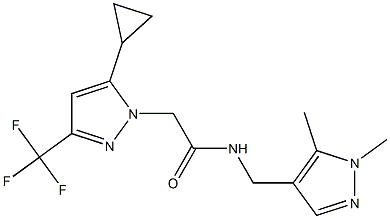 2-[5-cyclopropyl-3-(trifluoromethyl)-1H-pyrazol-1-yl]-N-[(1,5-dimethyl-1H-pyrazol-4-yl)methyl]acetamide 化学構造式