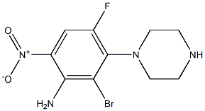 1-{3-amino-2-bromo-6-fluoro-4-nitrophenyl}piperazine 化学構造式