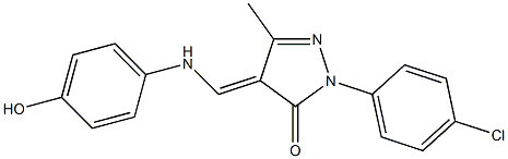 2-(4-chlorophenyl)-4-[(4-hydroxyanilino)methylene]-5-methyl-2,4-dihydro-3H-pyrazol-3-one 化学構造式