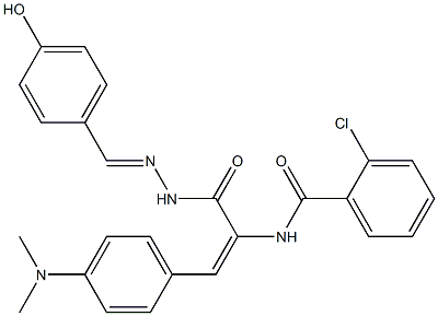 2-chloro-N-(2-[4-(dimethylamino)phenyl]-1-{[2-(4-hydroxybenzylidene)hydrazino]carbonyl}vinyl)benzamide 结构式