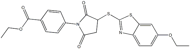 ethyl 4-{3-[(6-ethoxy-1,3-benzothiazol-2-yl)sulfanyl]-2,5-dioxo-1-pyrrolidinyl}benzoate Struktur