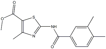 methyl 2-[(3,4-dimethylbenzoyl)amino]-4-methyl-1,3-thiazole-5-carboxylate 化学構造式