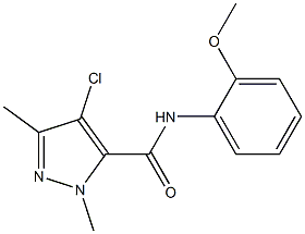4-chloro-N-(2-methoxyphenyl)-1,3-dimethyl-1H-pyrazole-5-carboxamide 结构式