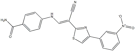 4-{[2-cyano-2-(4-{3-nitrophenyl}-1,3-thiazol-2-yl)vinyl]amino}benzamide,,结构式