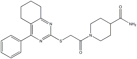 1-{[(4-phenyl-5,6,7,8-tetrahydro-2-quinazolinyl)thio]acetyl}-4-piperidinecarboxamide Struktur