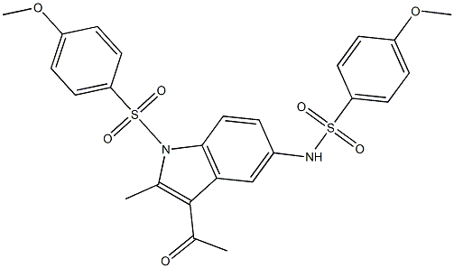 N-{3-acetyl-1-[(4-methoxyphenyl)sulfonyl]-2-methyl-1H-indol-5-yl}-4-methoxybenzenesulfonamide Structure