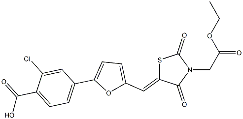 2-chloro-4-(5-{[3-(2-ethoxy-2-oxoethyl)-2,4-dioxo-1,3-thiazolidin-5-ylidene]methyl}-2-furyl)benzoic acid