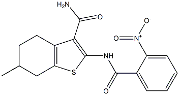 2-({2-nitrobenzoyl}amino)-6-methyl-4,5,6,7-tetrahydro-1-benzothiophene-3-carboxamide Structure