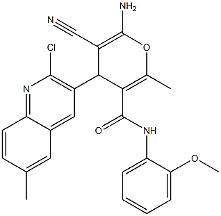 6-amino-4-(2-chloro-6-methylquinolin-3-yl)-5-cyano-2-methyl-N-[2-(methyloxy)phenyl]-4H-pyran-3-carboxamide 结构式