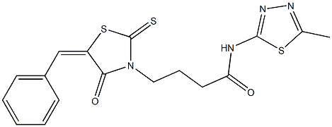 4-(5-benzylidene-4-oxo-2-thioxo-1,3-thiazolidin-3-yl)-N-(5-methyl-1,3,4-thiadiazol-2-yl)butanamide Struktur