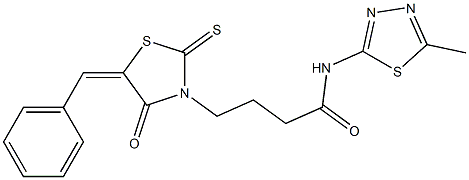 4-(5-benzylidene-4-oxo-2-thioxo-1,3-thiazolidin-3-yl)-N-(5-methyl-1,3,4-thiadiazol-2-yl)butanamide 化学構造式