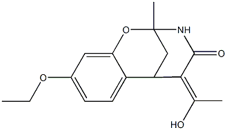 5-ethoxy-12-(1-hydroxyethylidene)-9-methyl-8-oxa-10-azatricyclo[7.3.1.0~2,7~]trideca-2,4,6-trien-11-one Struktur