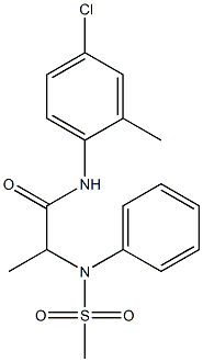 N-(4-chloro-2-methylphenyl)-2-[(methylsulfonyl)anilino]propanamide 化学構造式
