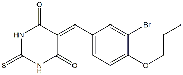 5-(3-bromo-4-propoxybenzylidene)-2-thioxodihydro-4,6(1H,5H)-pyrimidinedione Structure