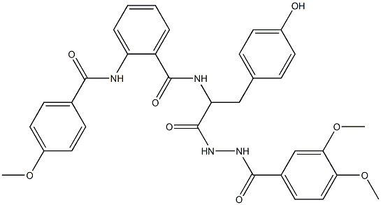 N-[2-[2-(3,4-dimethoxybenzoyl)hydrazino]-1-(4-hydroxybenzyl)-2-oxoethyl]-2-[(4-methoxybenzoyl)amino]benzamide Struktur
