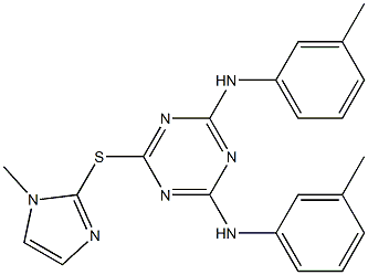 N-[4-[(1-methyl-1H-imidazol-2-yl)sulfanyl]-6-(3-toluidino)-1,3,5-triazin-2-yl]-N-(3-methylphenyl)amine 化学構造式