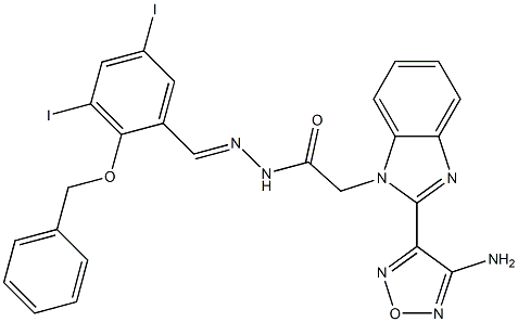2-[2-(4-amino-1,2,5-oxadiazol-3-yl)-1H-benzimidazol-1-yl]-N'-[2-(benzyloxy)-3,5-diiodobenzylidene]acetohydrazide Structure