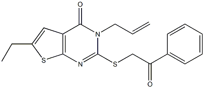 3-allyl-6-ethyl-2-[(2-oxo-2-phenylethyl)sulfanyl]thieno[2,3-d]pyrimidin-4(3H)-one Structure