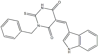 1-benzyl-5-(1H-indol-3-ylmethylene)-2-thioxodihydro-4,6(1H,5H)-pyrimidinedione Struktur