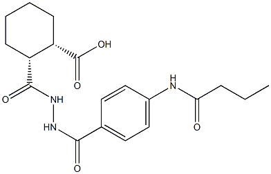 (1S,2R)-2-({2-[4-(butyrylamino)benzoyl]hydrazino}carbonyl)cyclohexanecarboxylic acid Struktur