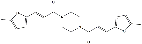 (E)-3-(5-methyl-2-furyl)-1-{4-[(E)-3-(5-methyl-2-furyl)-2-propenoyl]-1-piperazinyl}-2-propen-1-one,,结构式